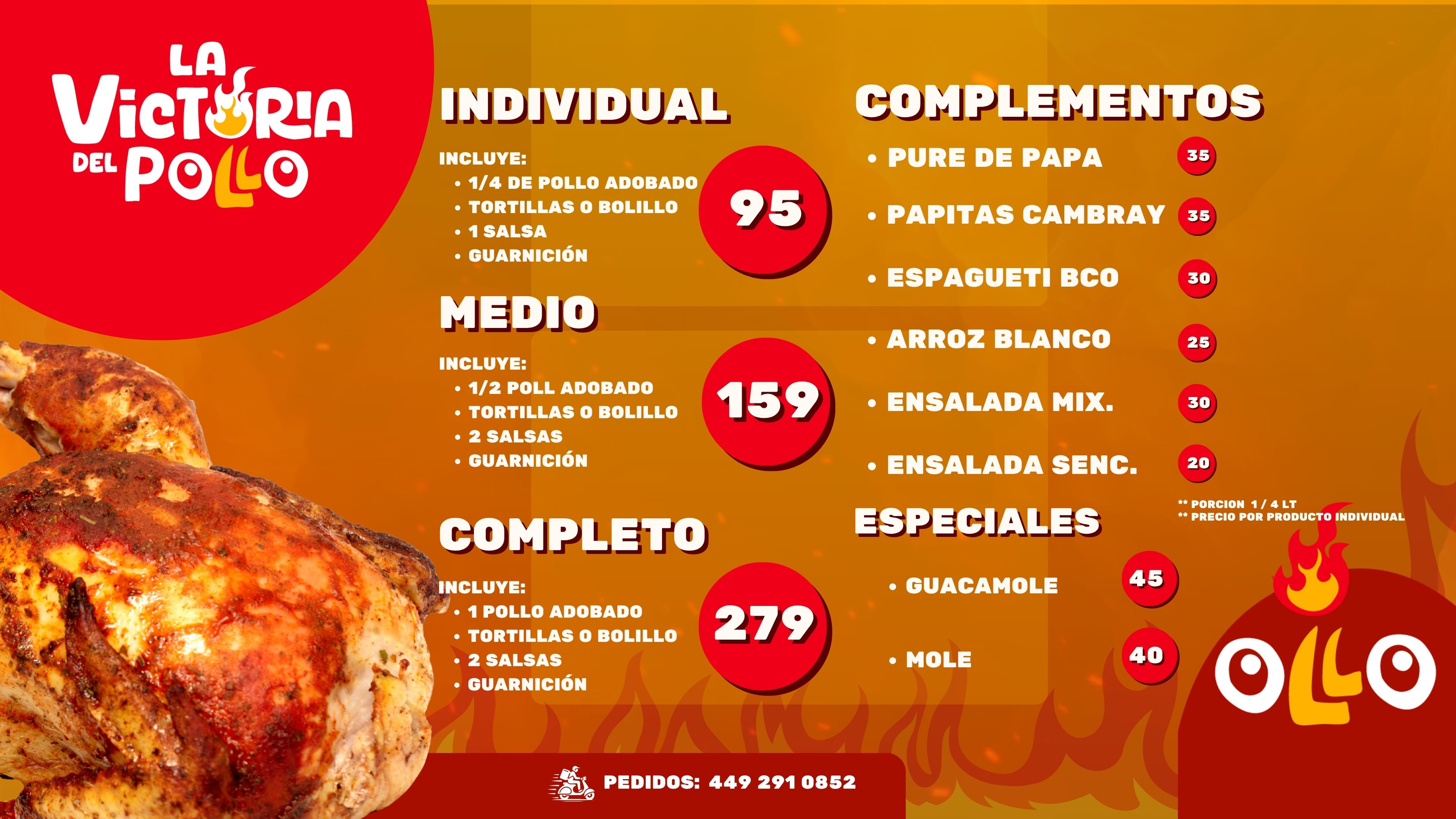 Menú Pollo y Complementos